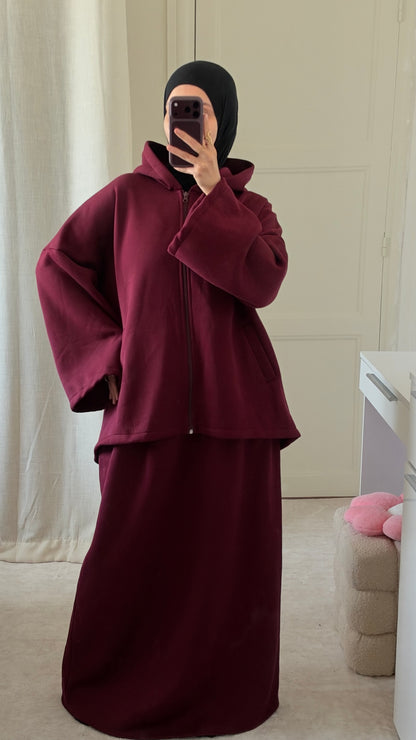 Ensemble Naëly à capuche bordeaux - Eda&Chic