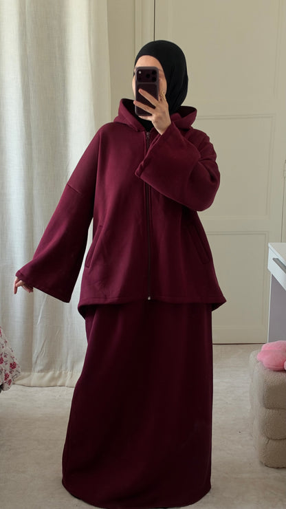 Ensemble Naëly à capuche bordeaux - Eda&Chic