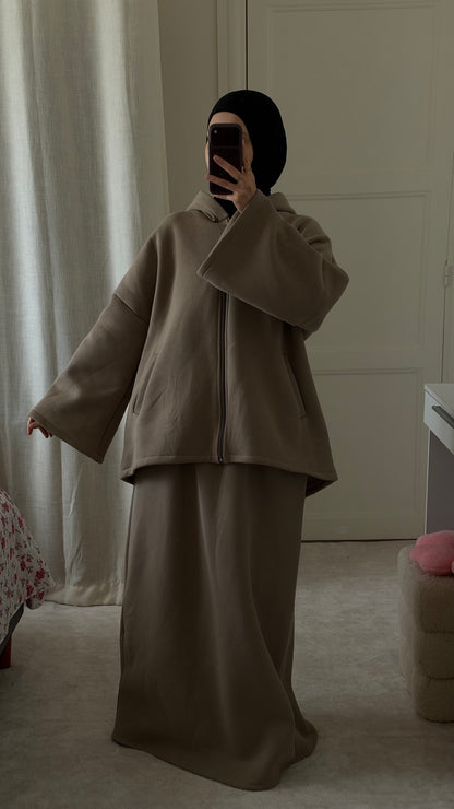 Ensemble Naëly à capuche taupe - Eda&Chic
