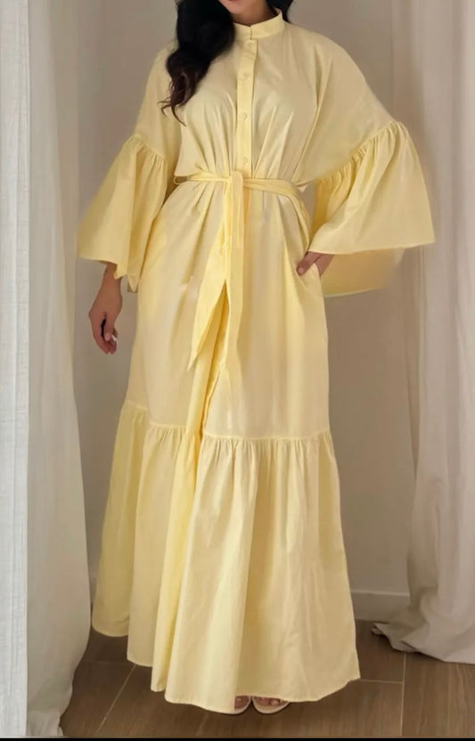 Robe Mira jaune clair 100% coton - Eda&Chic