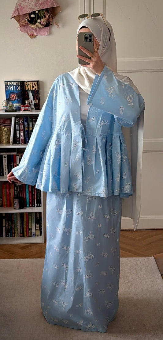 Ensemble broderie bleu 100% coton - Eda&Chic