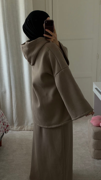 Ensemble Naëly à capuche taupe - Eda&Chic