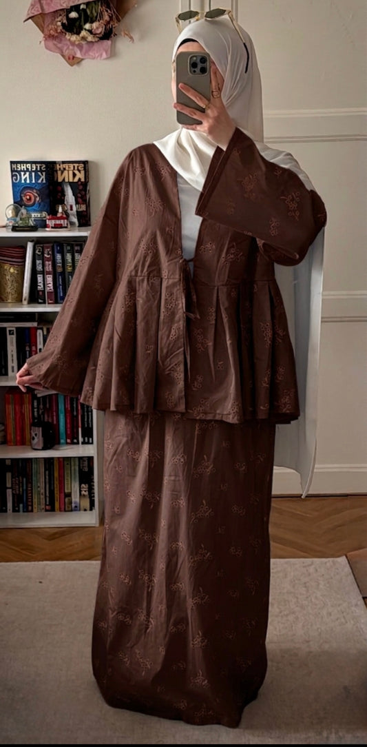 Ensemble broderie marron 100% coton - Eda&Chic