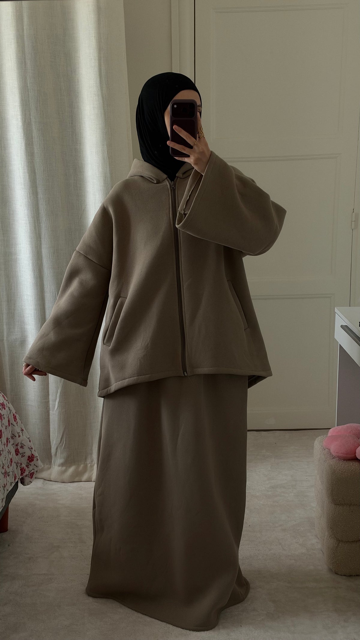 Ensemble Naëly à capuche taupe - Eda&Chic