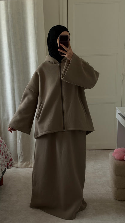 Ensemble Naëly à capuche taupe - Eda&Chic