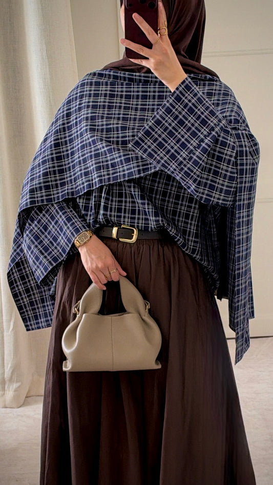 Haut à carreaux avec cape navy - Eda&Chic