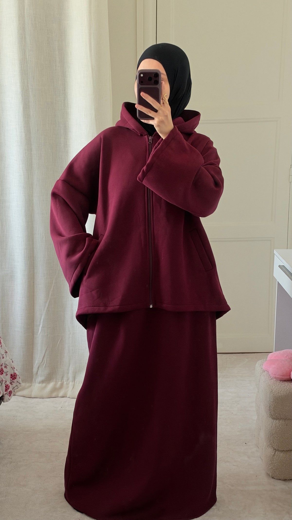 Ensemble Naëly à capuche bordeaux - Eda&Chic