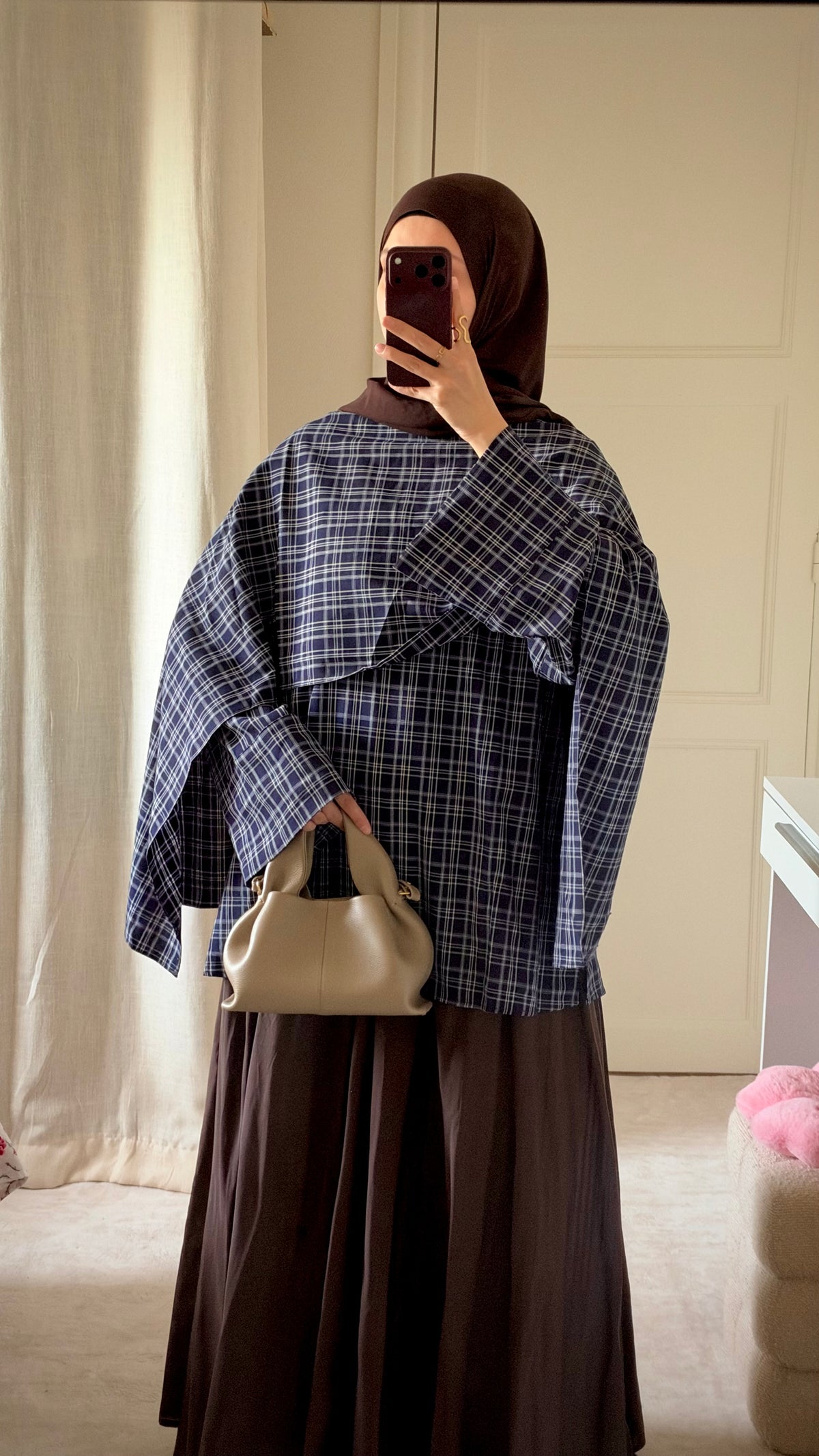 Haut à carreaux avec cape navy - Eda&Chic