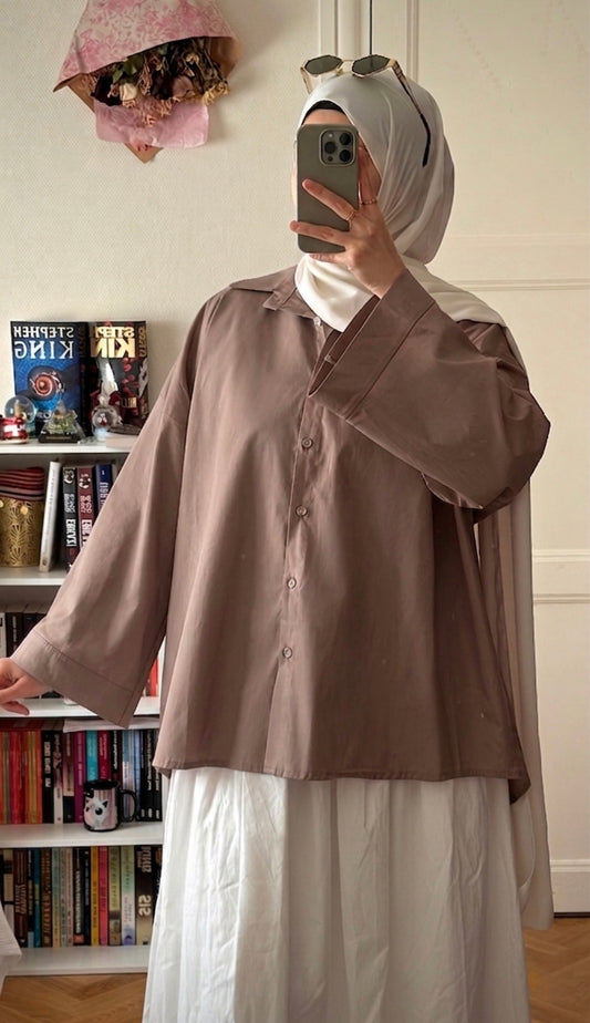 Chemise taupe coton - Eda&Chic