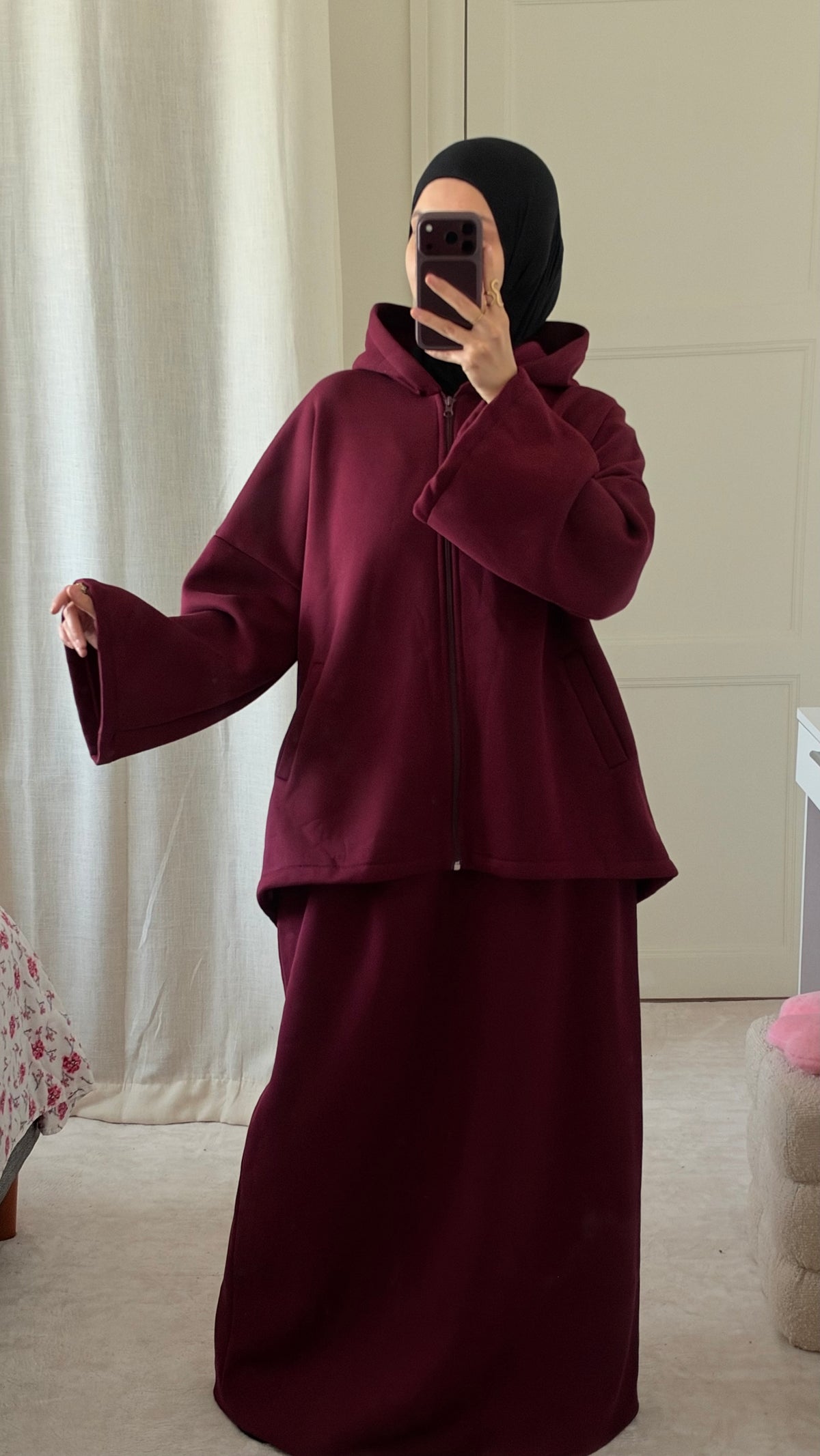 Ensemble Naëly à capuche bordeaux - Eda&Chic