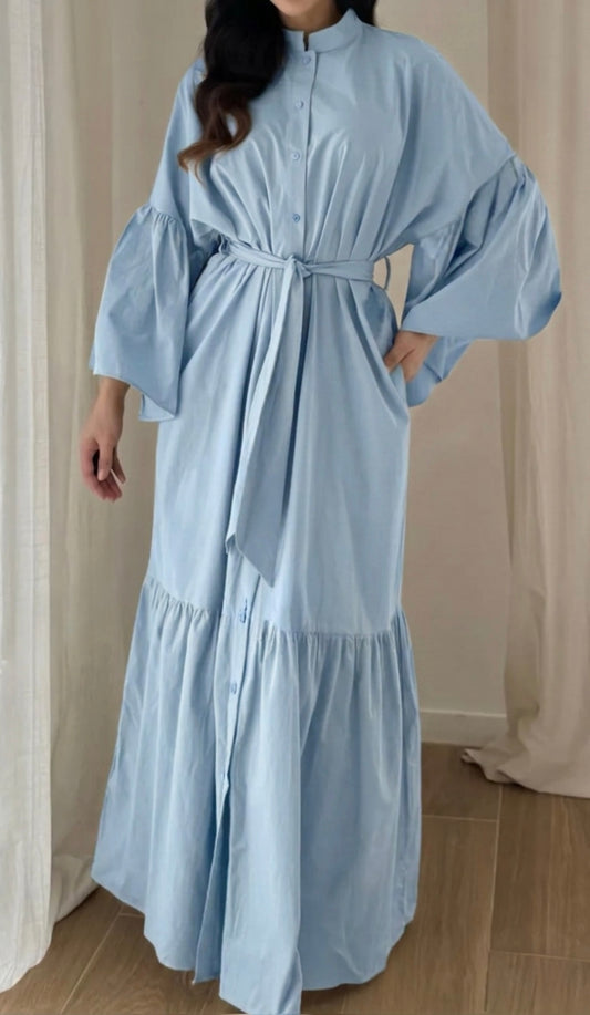 Robe Mira bleu clair 100% coton - Eda&Chic